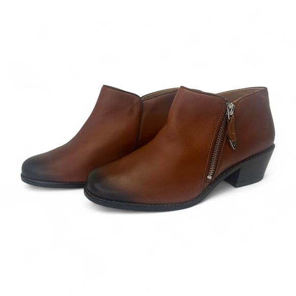 Vionic Women's Jolene Ankle Boot Size 6.5 Mocha Brown Booties Western Block Heel - Picture 1 of 12